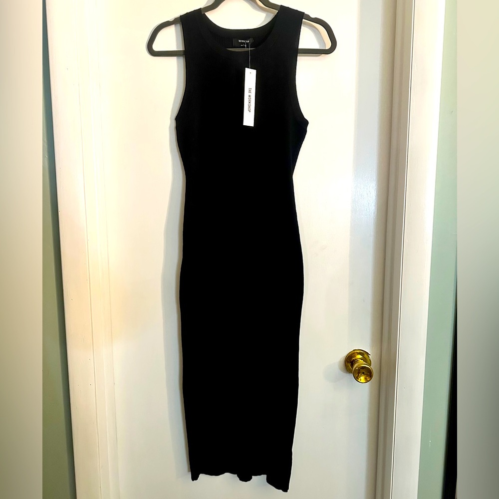 Workshop Clothing Black Midi Rib Dress
